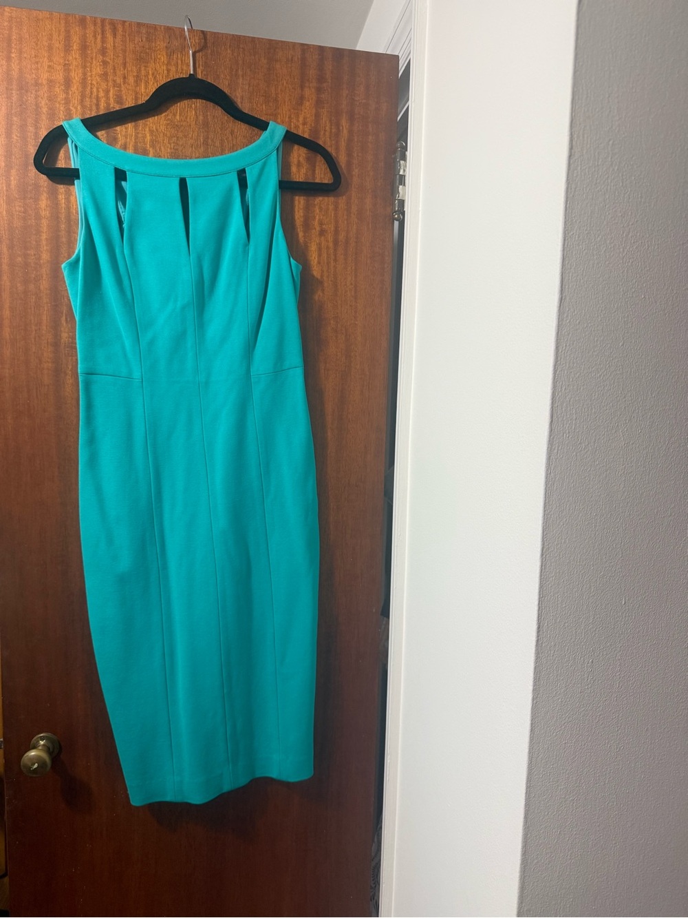 RACHEL Rachel Roy Teal Sleeveless Midi Sheath Dress